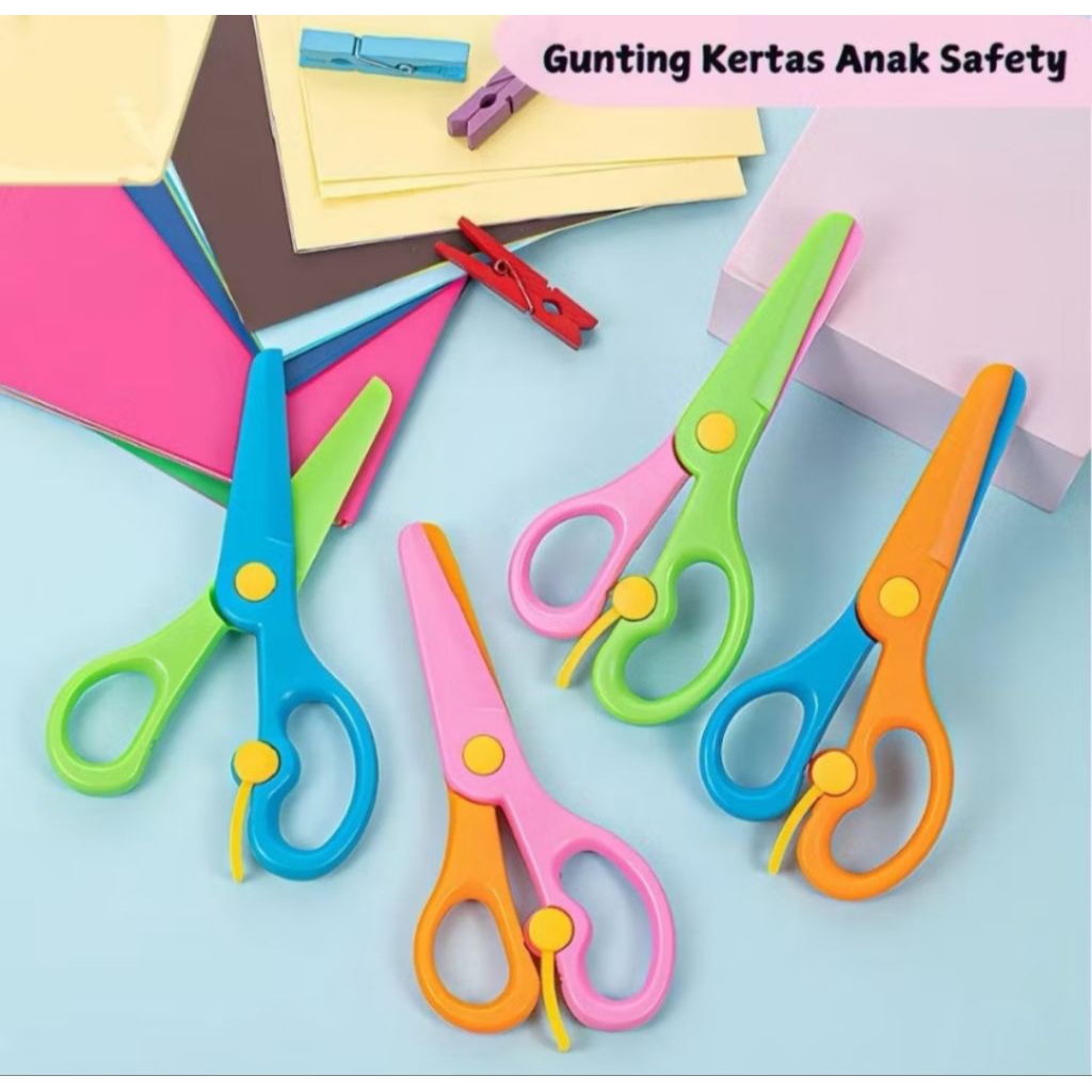 Gunting Kertas Anak Safety Warna Warni – Gunting Edukasi Aman untuk Anak TK PAUD DIY Craft