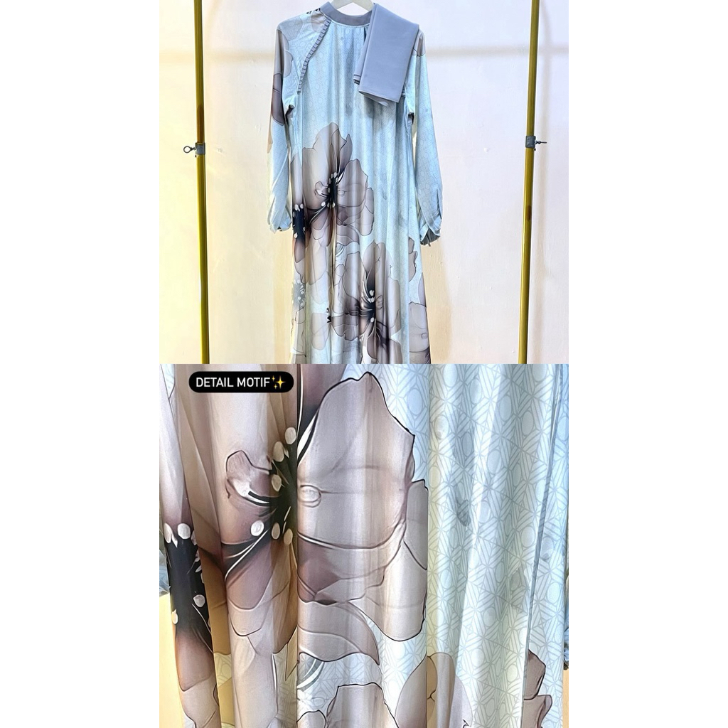 GAMIS SILK PREMIUM MOTIF BUNGA BESAR