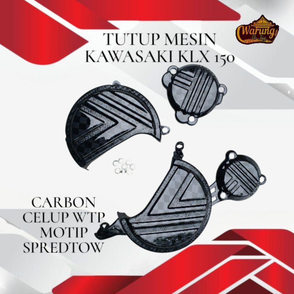 Tutup Blok Mesin KLX 150 Cover Blok Klx 150i Carbon Celup WTP Motip Spredtow