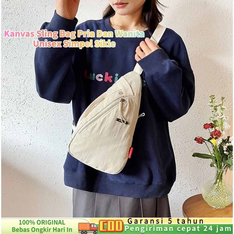 DISKON BESAR (COD) Tas Selempang Canvas / Kanvas Sling Bag Pria Dan Wanita Unisex Simpel Sikle/Sling