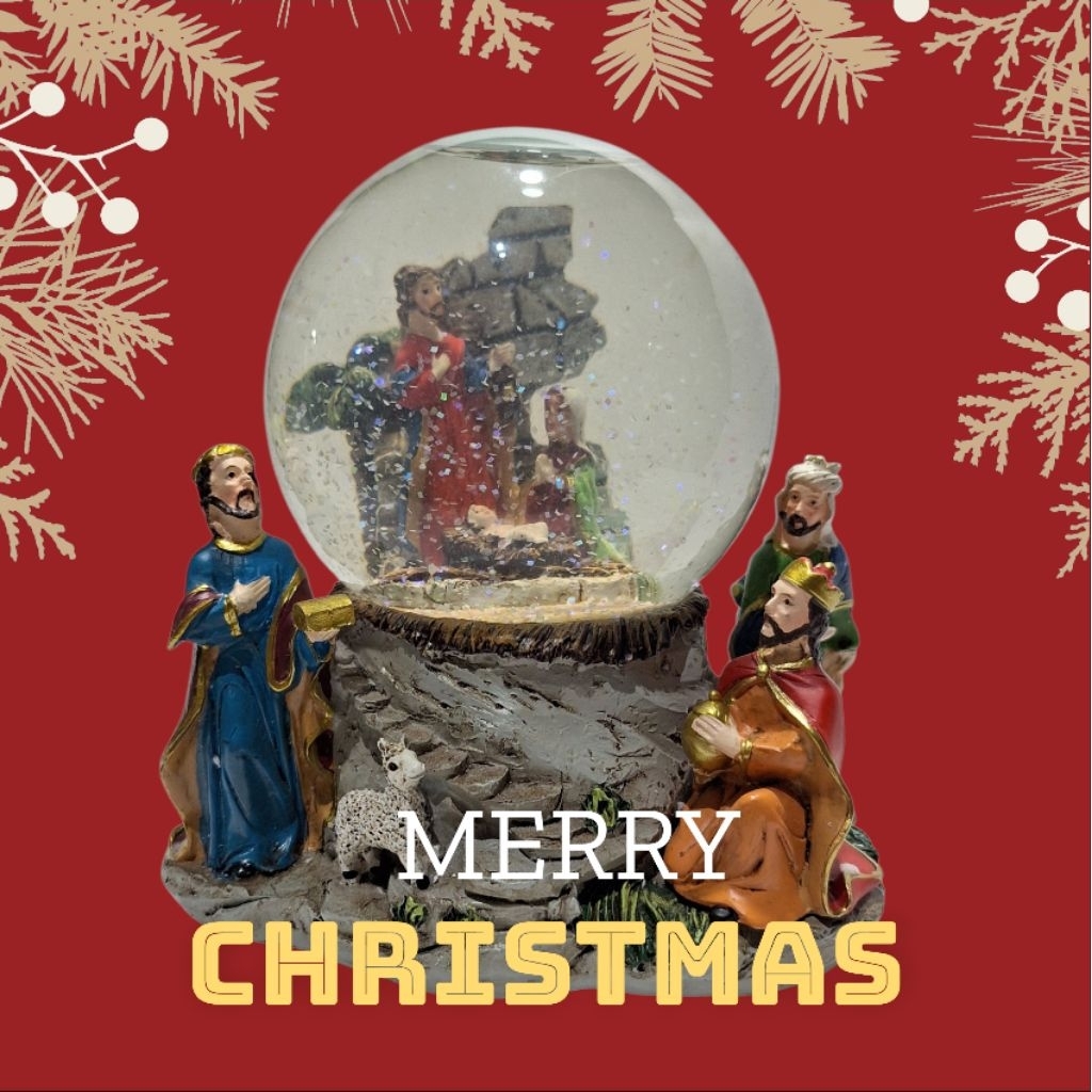 Snowglobe Christmas Kotak Musik Bola Kristal Natal Bola Salju