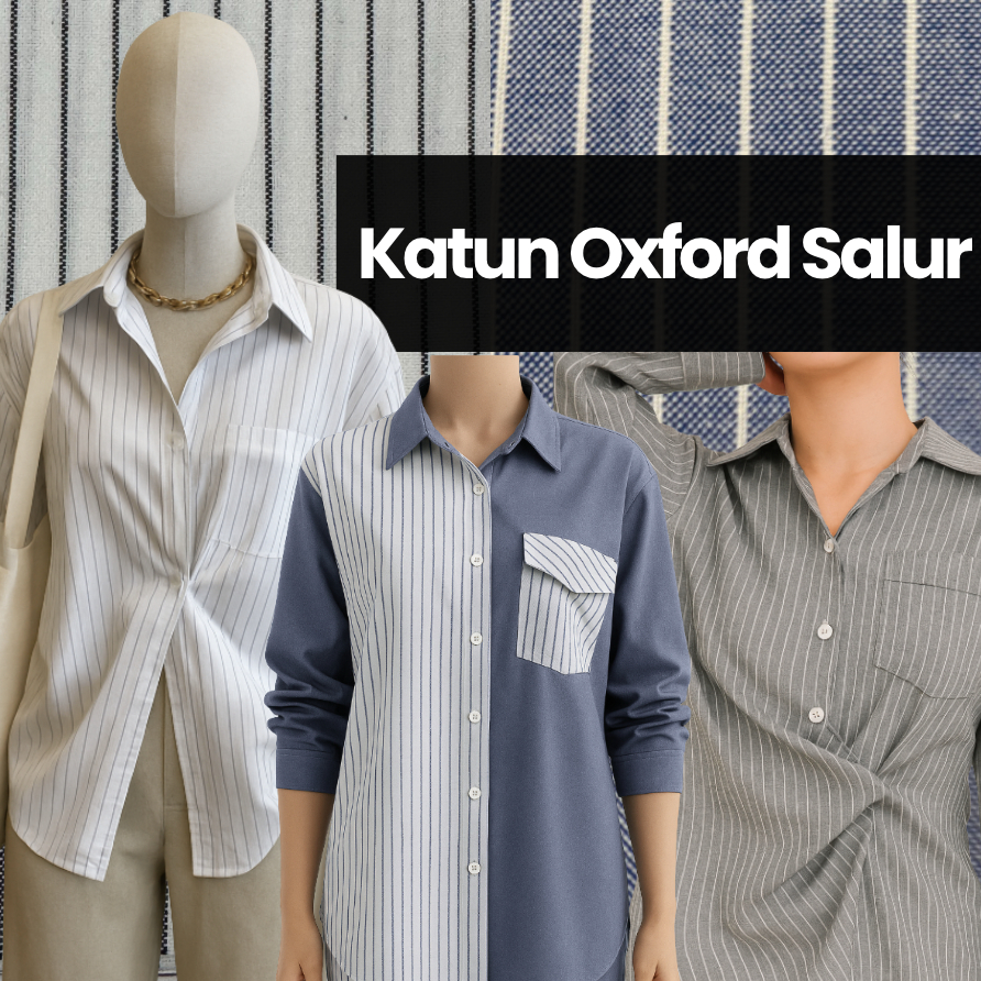 Kain OXFORD Salur ECERAN /0.5 yard Kemeja