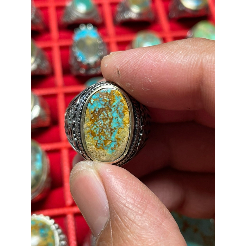 Cincin Batu Pirus Persia Blue Fancy- Nuansa Pirus