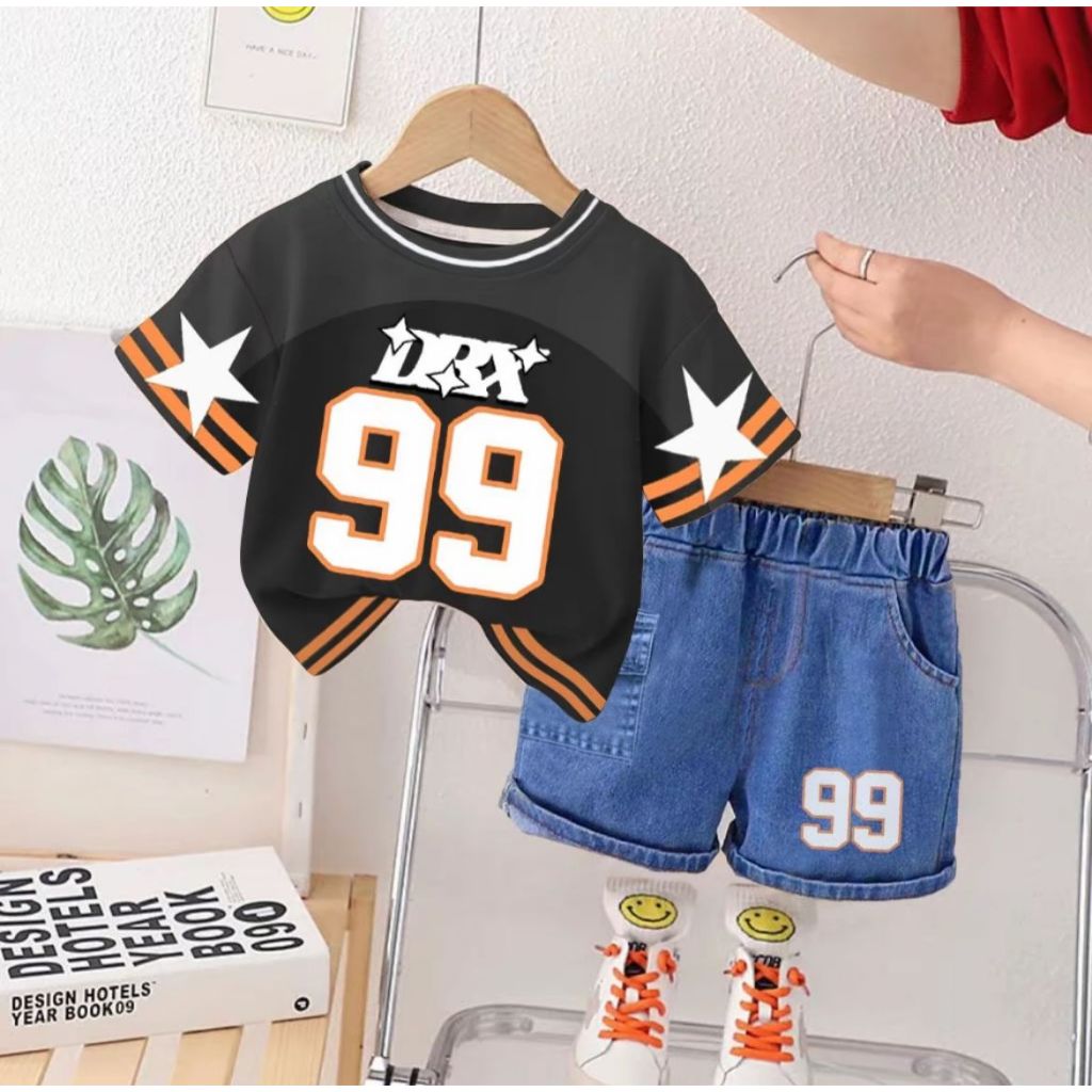 Setelan Jersey Anak Laki-Laki Dan Perempuan Usia 1-6 Tahun Kaos Jersey Celana Denim Anak Basket