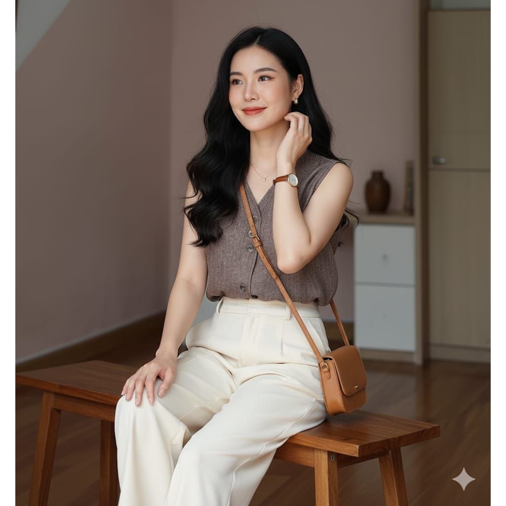 vest katun linen wanita rompi wanita