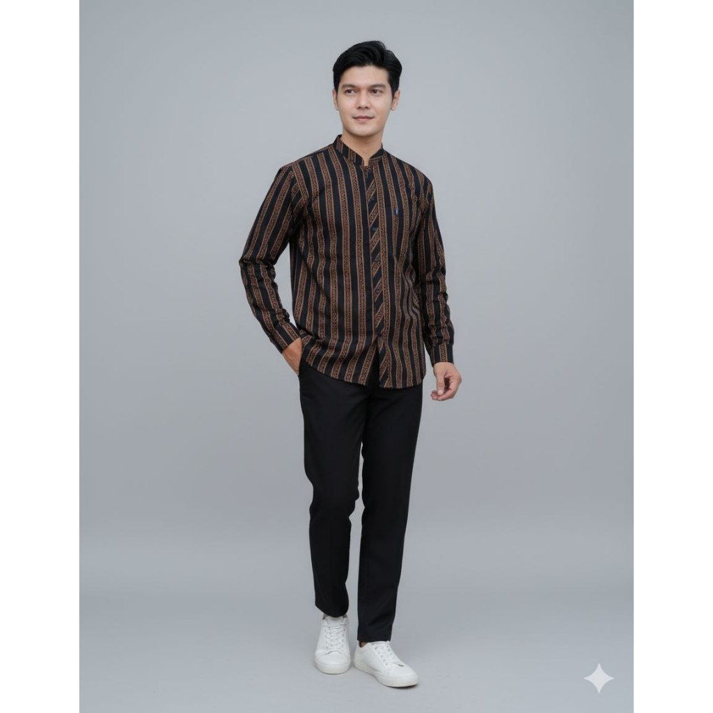 Asakhi Kemko Motif Lurik Lengan Panjang Ukuran Dewasa Baju Koko Pria