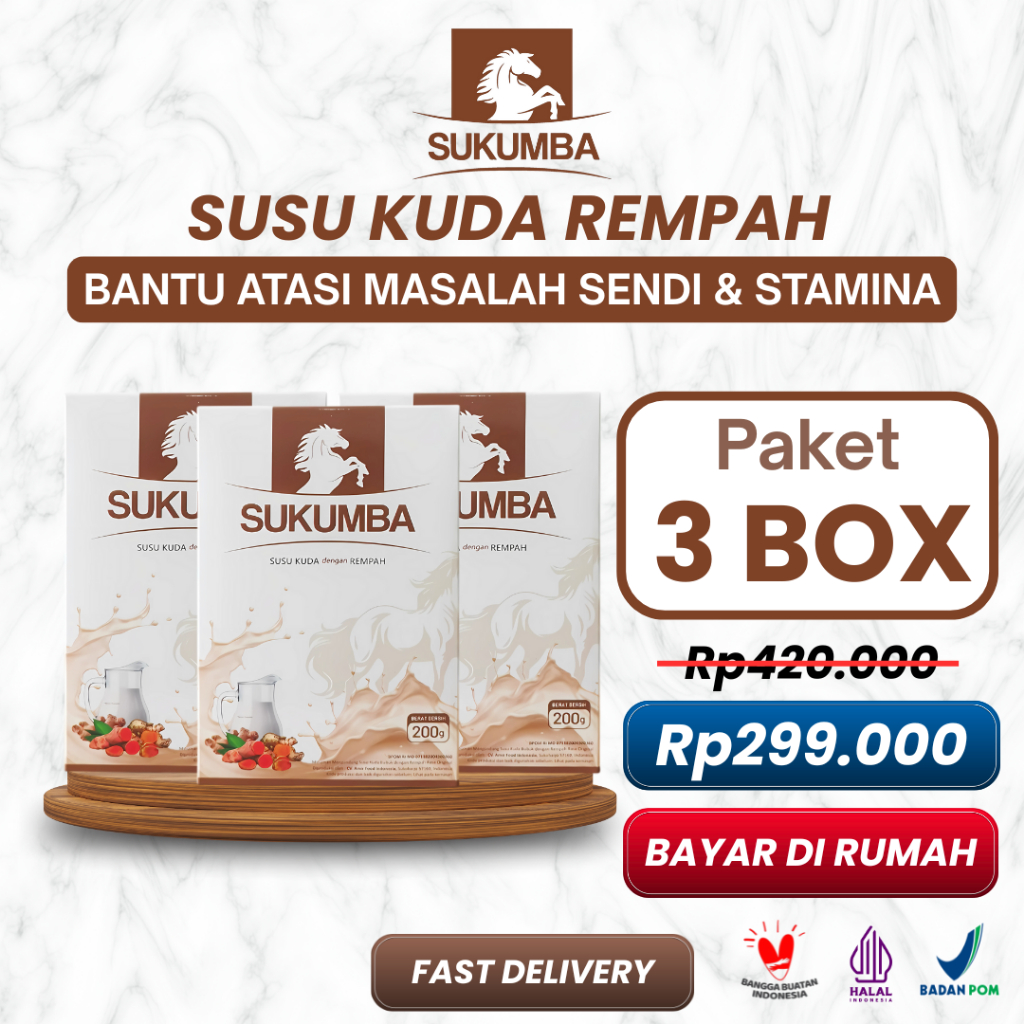SUKUMBA Susu Kuda Liar BPOM 3 Box - Minuman Herbal untuk Sakit Tulang Sendi, Asam Urat dan Stamina -