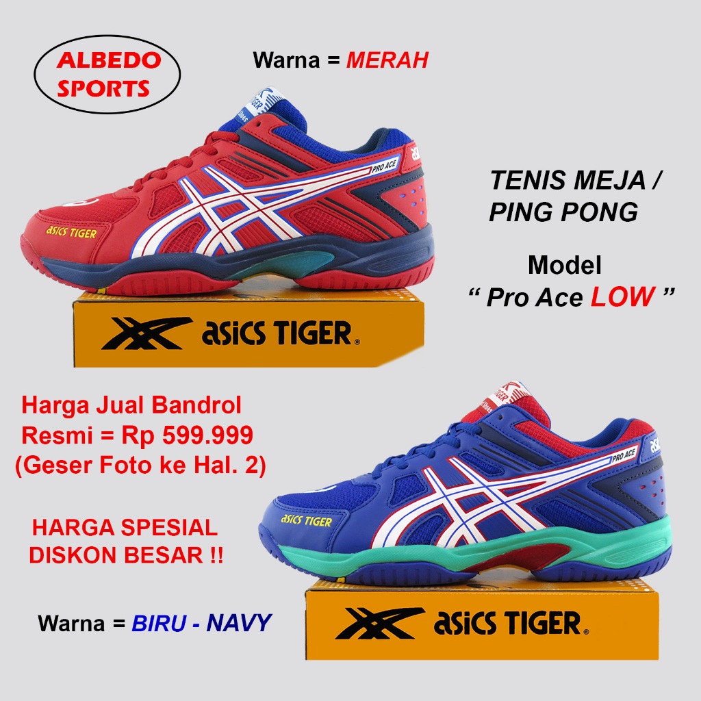 Sepatu Tenis Meja Ping Pong Asics Tiger (Model = Pr.Ace LOW) Original Indo PingPong