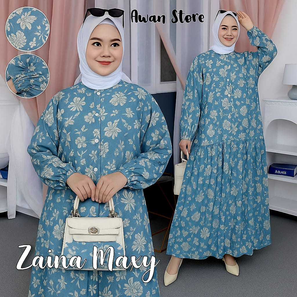 LANGSUNG KIRIM GAMIS REMPEL RAYON PREMIUM MOTIF BUNGA FREE BROS LENGAN ELEGAN BUSUI GAUN WANITA AKSE