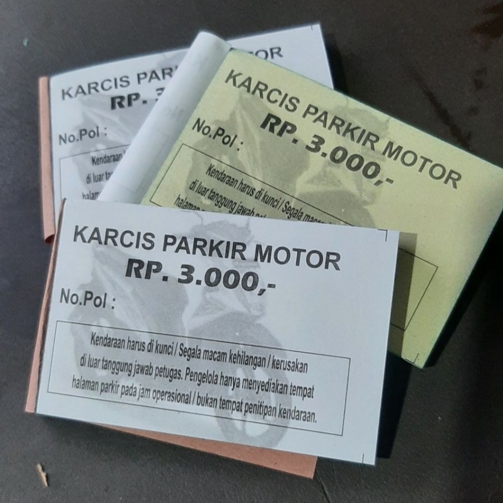 karcis parkir sepeda motor 3000