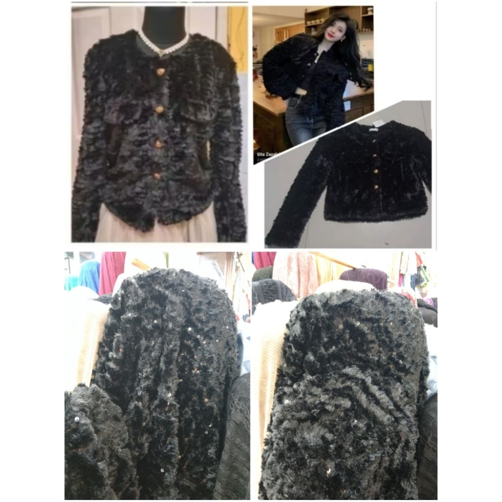 KAIN BELUDRU HITAM BULU BULU FASHION KOREA