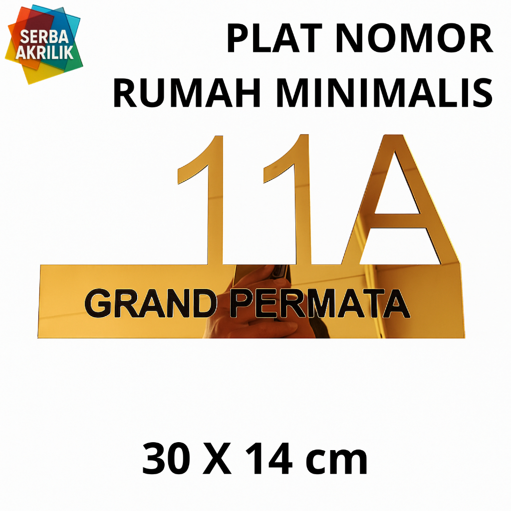 Plat Nomor Rumah Akrilik Mirror Gold / Silver Custom Minimalis | Nomer Rumah Aesthetic