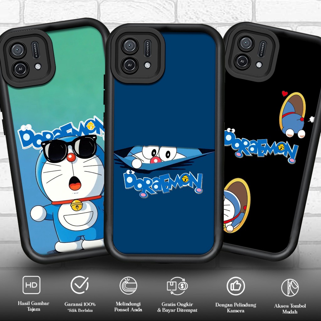 Softcase Glass kaca untuk OPPO A16E A16K DORAEMON Casing Handphone Case Procamera