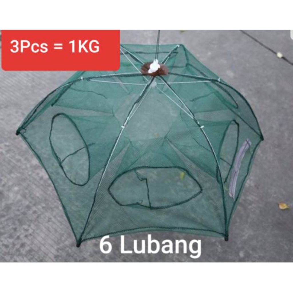 Perangkap Bubu Payung 6 Lubang Alat Jaring Pancing Jala Ikan Udang Kepiting Lele Lobster Sungai
