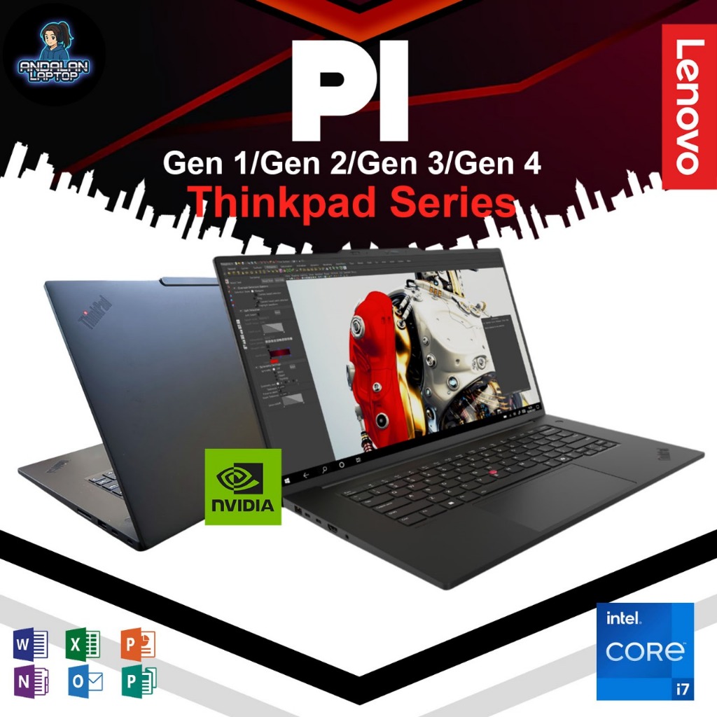 Laptop Gaming Lenovo Thinkpad P1 G3 G2 G1 Core I9 | I7 | I5 | Xeon Ram 32GB 1TB GPU Invidia Quadro