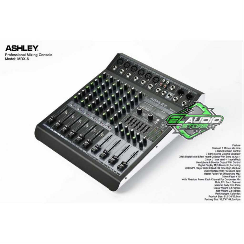 Mixer ASHLEY MDX-6 / Mikser ASHLEY MDX 6 Channel Original Efek 24 Bit - 256DSP
