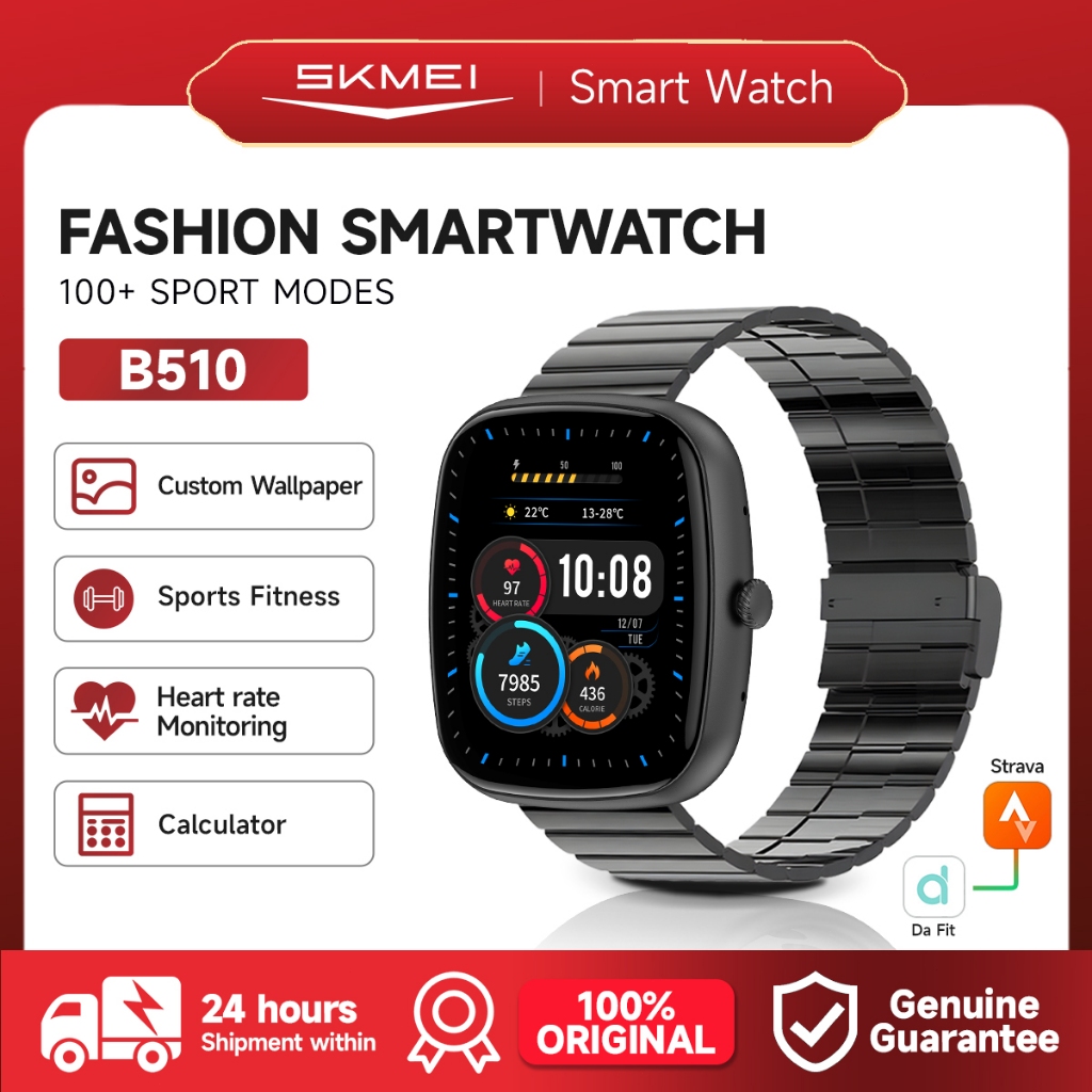 SKMEI B510 Smartwatch Support Strava Jam Tangan Wanita IP67 Waterproof Smartwatch Pria 1.83INCI Touc