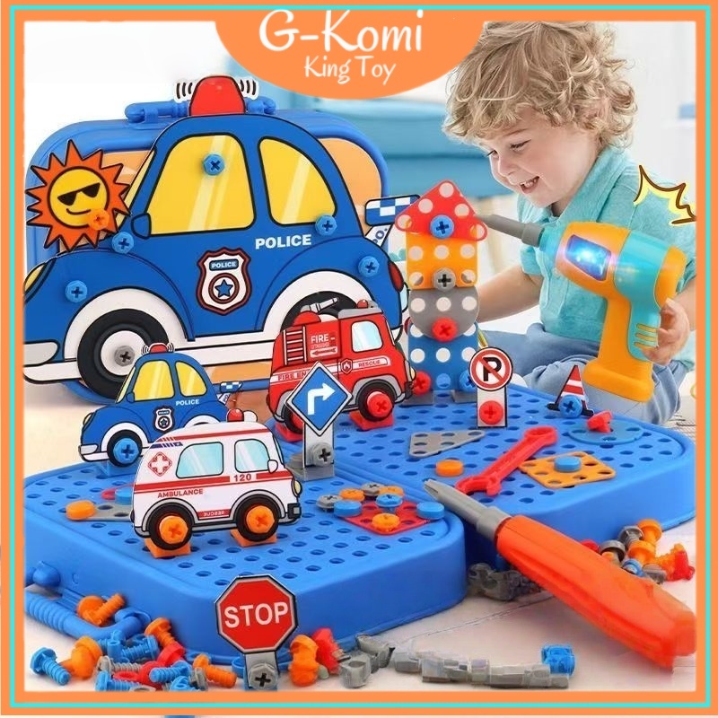 Koper Mainan Tool Set Mainan Edukasi Anak Diy 3D Mainan Sekrup Anak Dengan Bor Listrik