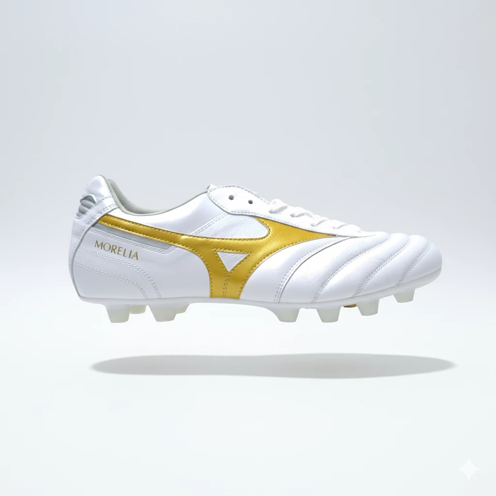 Sepatu Bola Mizuno Morelia II Elite FG - White Football Gold P1GA260450 Original