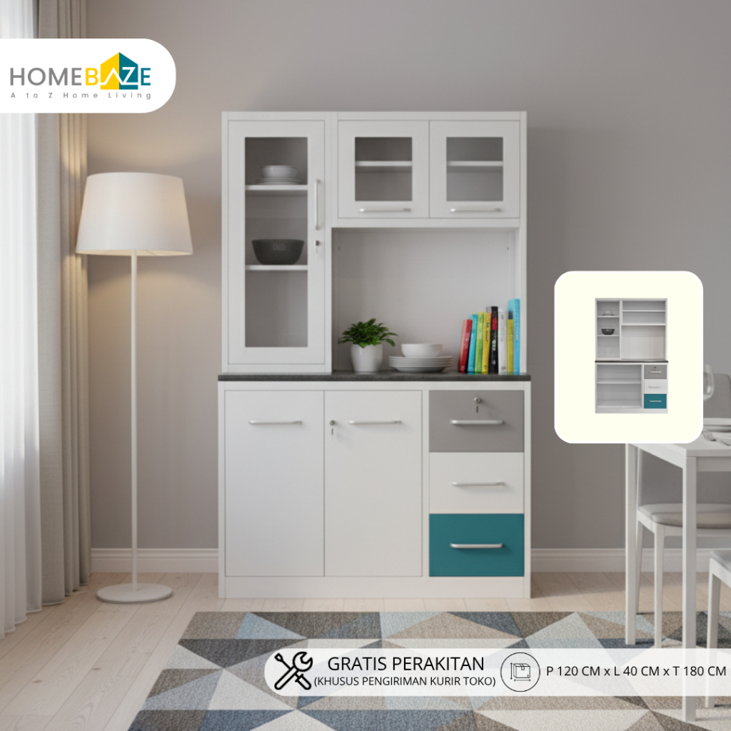 Homebaze - Kitchen Set Besi, Lemari Sayur Besi, Rak Dapur Besi