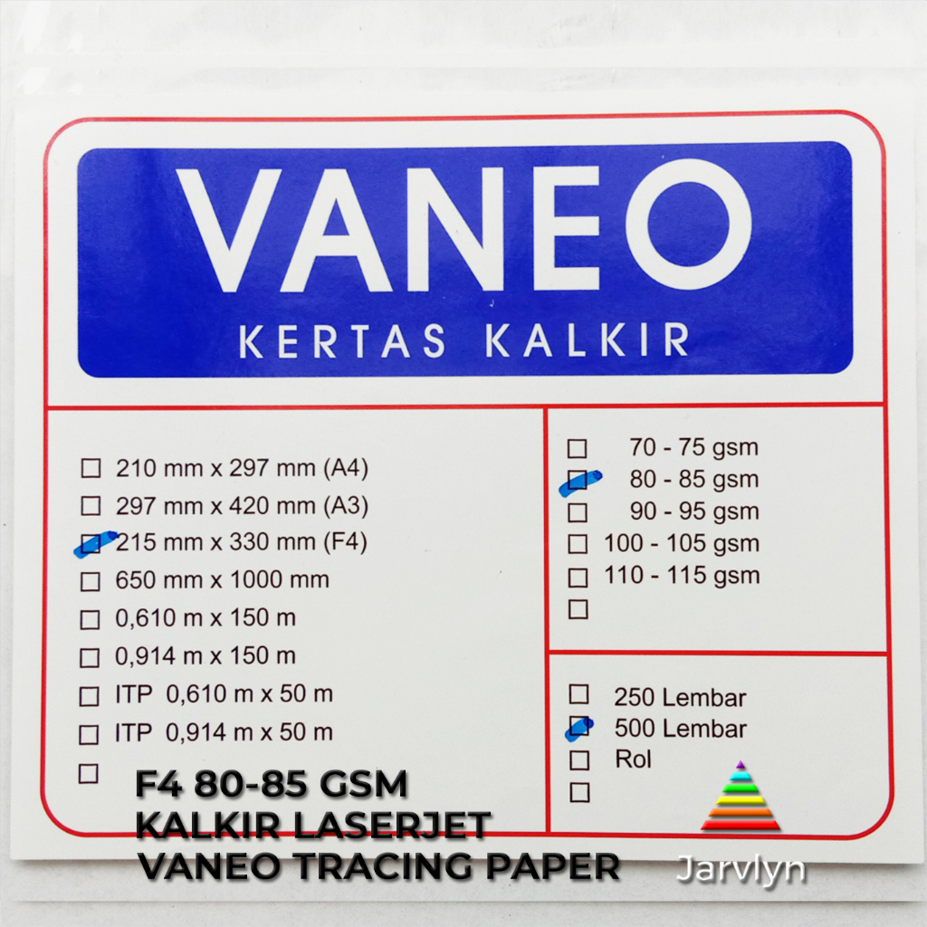 Vaneo Kertas Kalkir F4 Folio 80/85 gsm Tracing Paper
