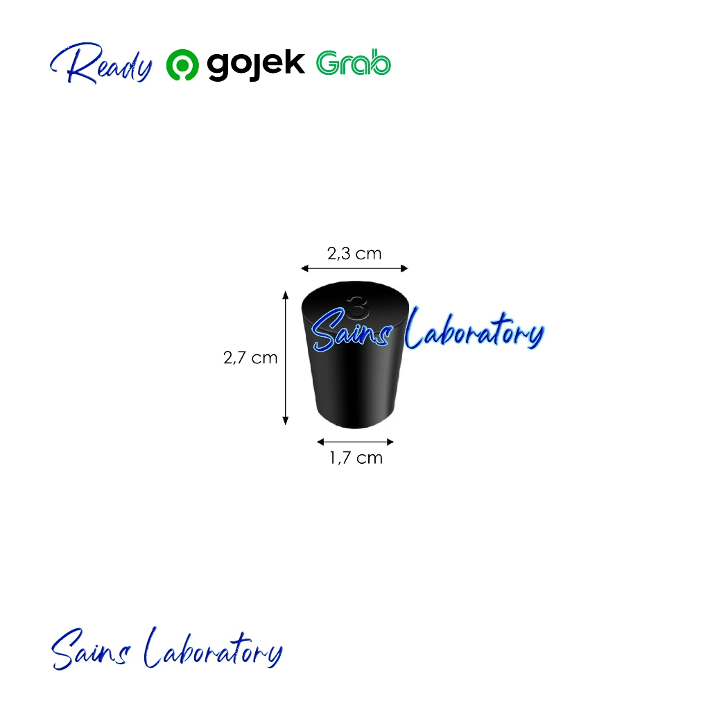 Sumbat Karet Hitam No 3 Erlenmeyer 50 ml Tutup Karet Tanpa Lubang Sumbat Gabus Solid Rubber Stoppers