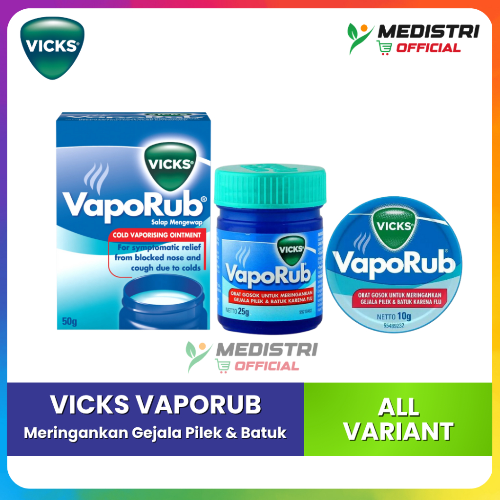 Vicks Vaporub 10gr 25gr 50gr - Meringankan Flu Batuk Pilek Hidung Tersumbat Bayi Kids