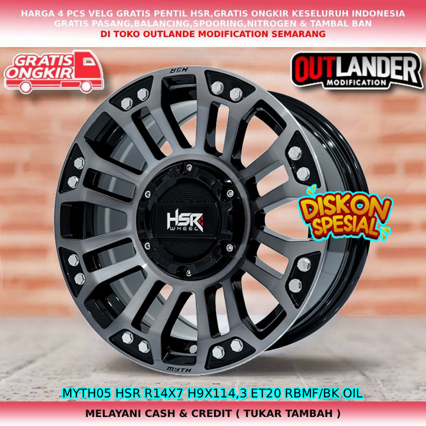 Velg racing semi offroad untuk mobil Carry| Panther| Attivo| Xenia dll velg hsr myth05 R14