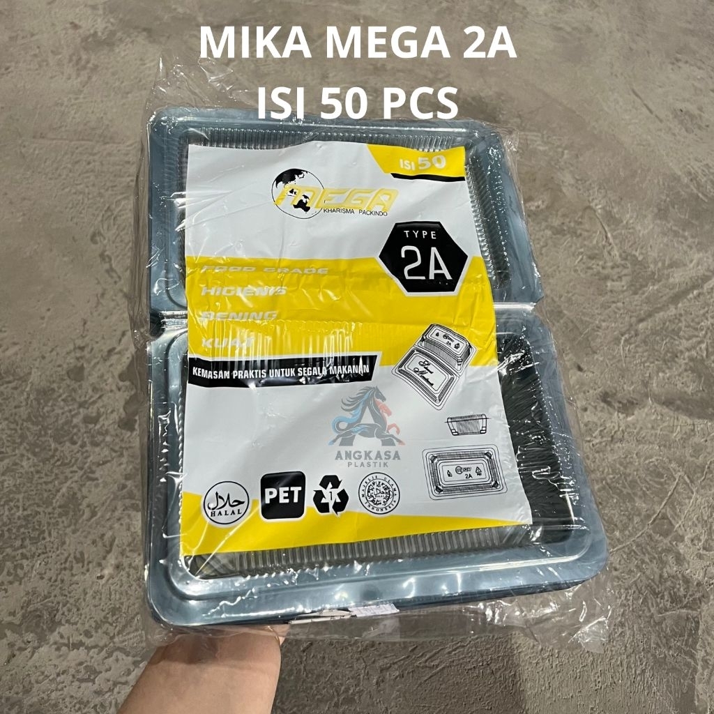 (50 PCS) Mika Mega 2A Tebal / Mika Plastik 12x20x4cm / Mika 2A / Mika A2 / Mika Risoles / Mika Kue /