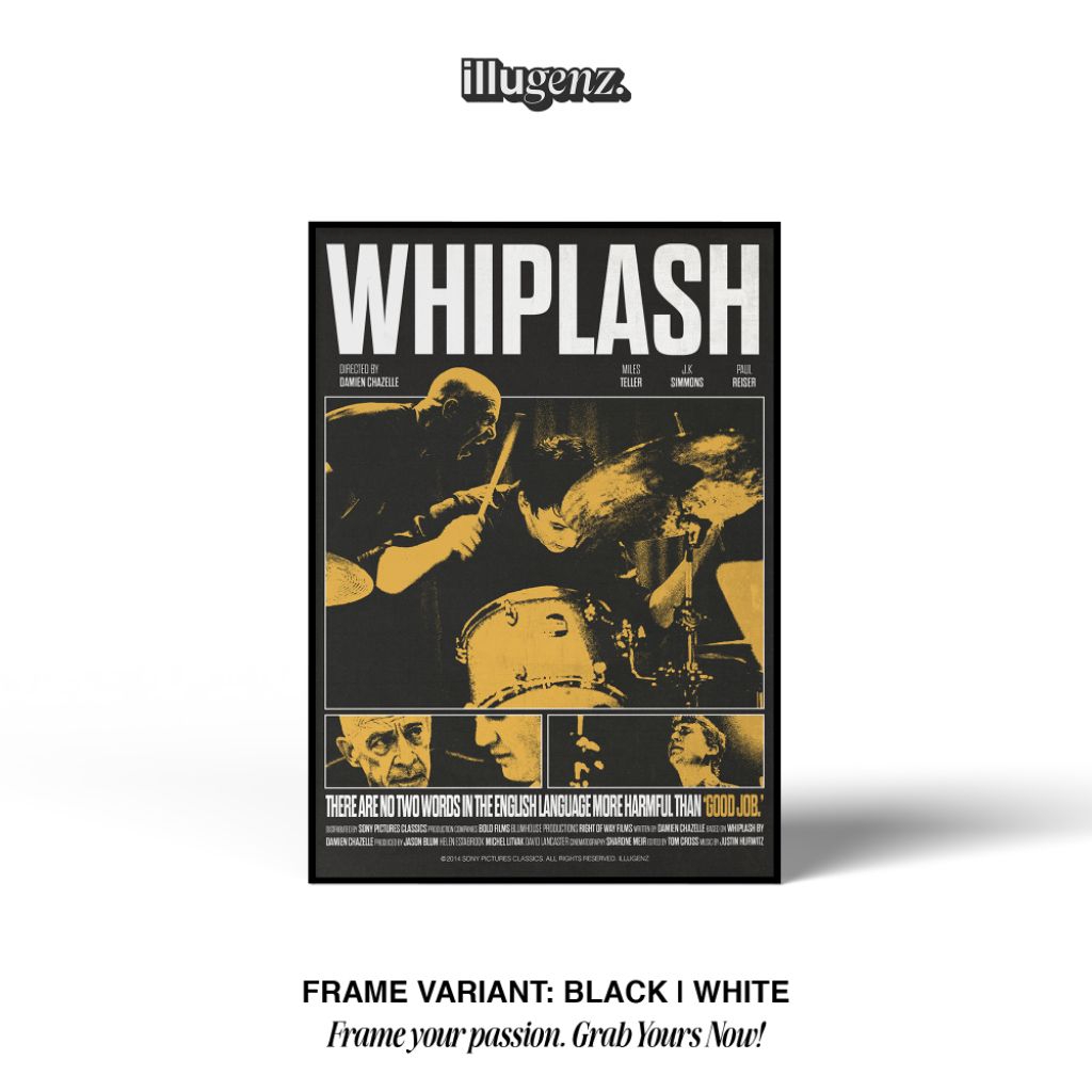 Poster Frame Movie Whiplash | Black Series Original design by Illugenz | MDF Premium | A4/A3