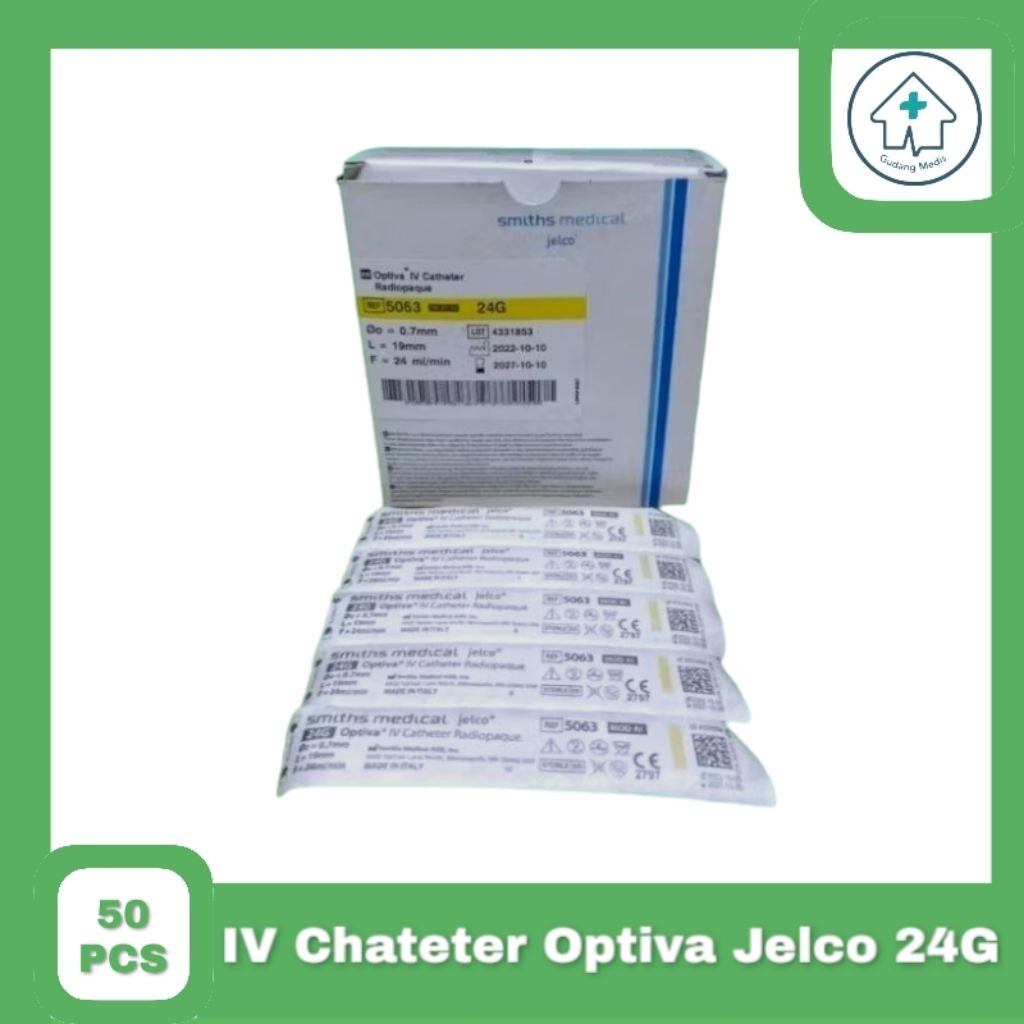 Jelco IV Cath 24G Jarum Infus Anak IV Cath Radiopaque Smiths Medical