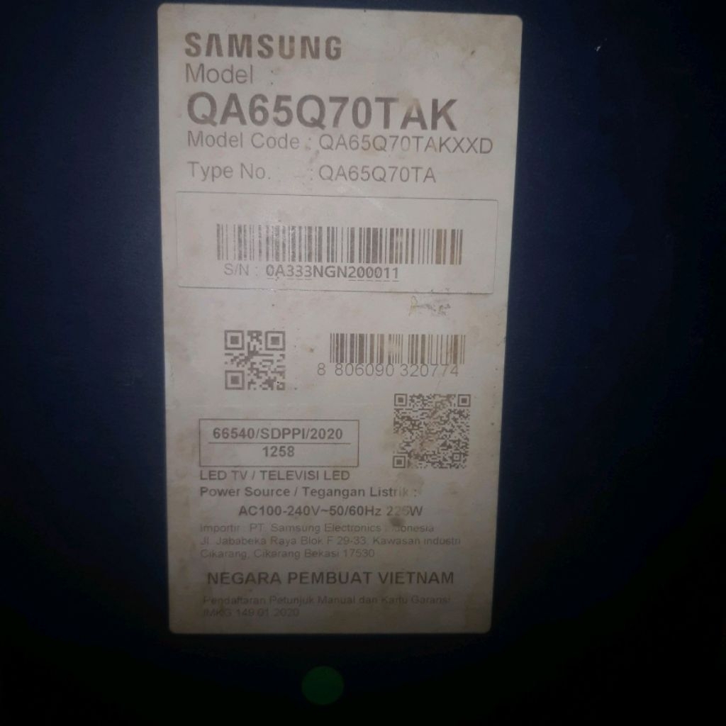 Modul TV samsung Qled 65 in Layar Pecah