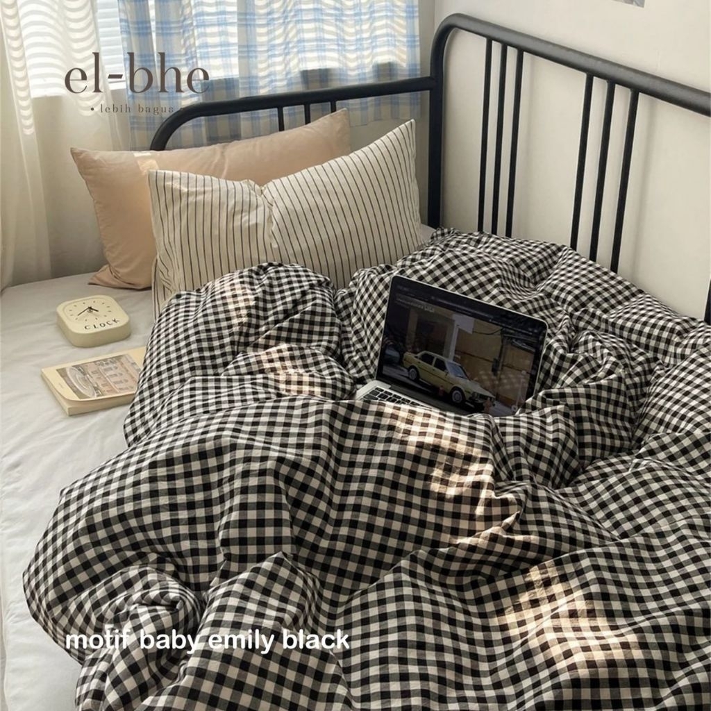 sprei baby emily hitam / baby emily pink / sprei kotak pink / sprei kotak hitam