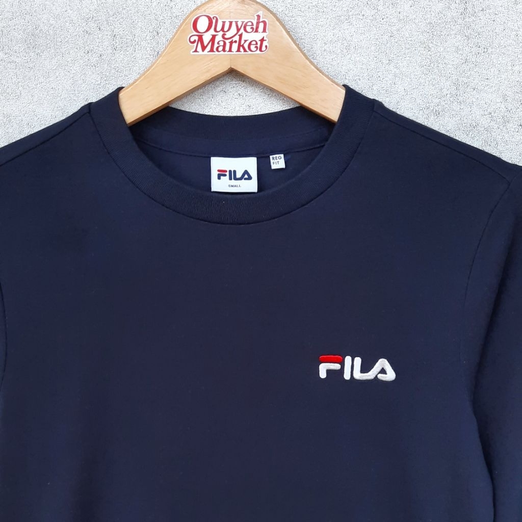 F1L4 T-Shirt Long Sleeve Dark Navy Embroidery Logo Size S