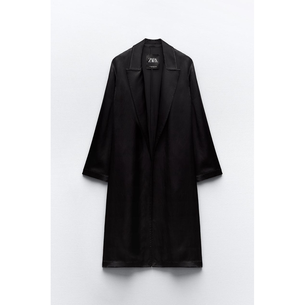 ZARA LONG OUTER BLACK HITAM SATIN