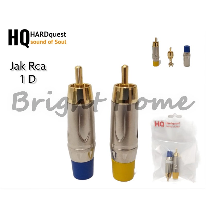 HARDQUEST Jack RCA 1D Konektor Audio RCA Male Jantan Pin Kuningan