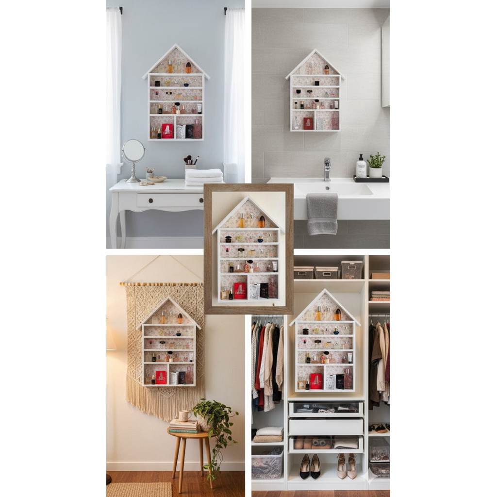 Rak kosmetik/ Rak Parfum Dinding 4 tingkat