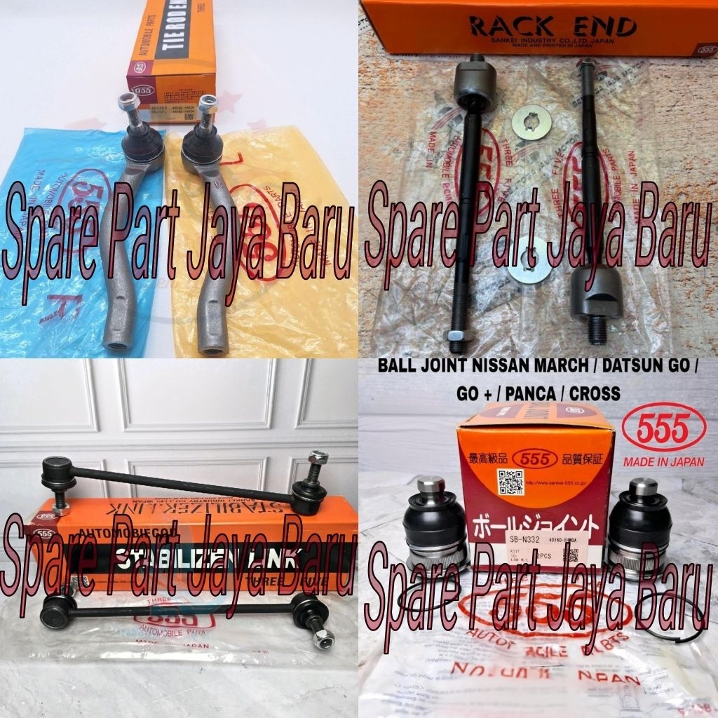 Paketan Kaki Kaki 555 Japan 8pc March Datsun go 555 Japan Tie Rod End Rack End Link Stabilizer Ball 