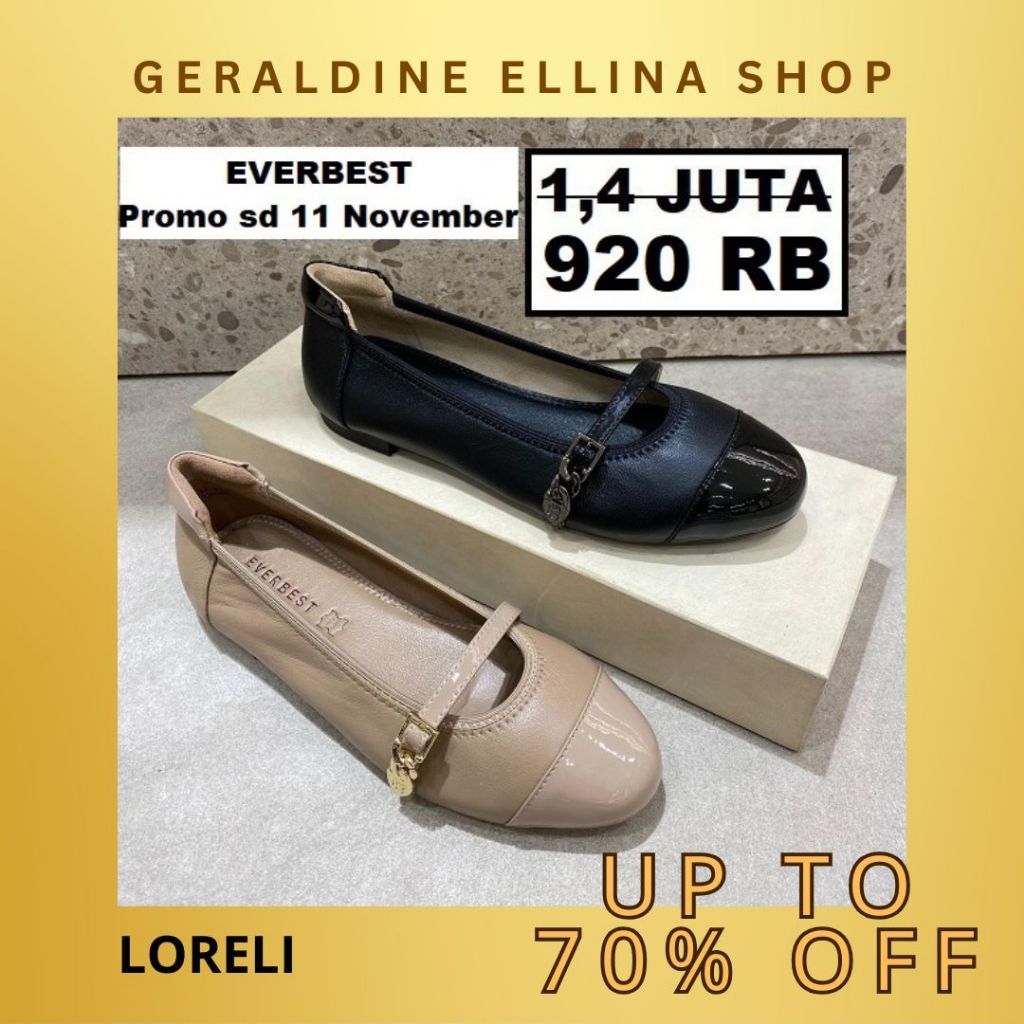 Sepatu flat shoes wanita Everbest 100% original seri LORELI