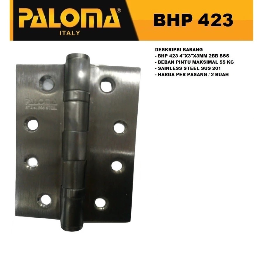 ENGSEL PALOMA BHP 423 BUTT HINGE PALOMA  4"x3"x3MM 2BB SSS ENGSEL PINTU JENDELA ENGSEL STAINLESS