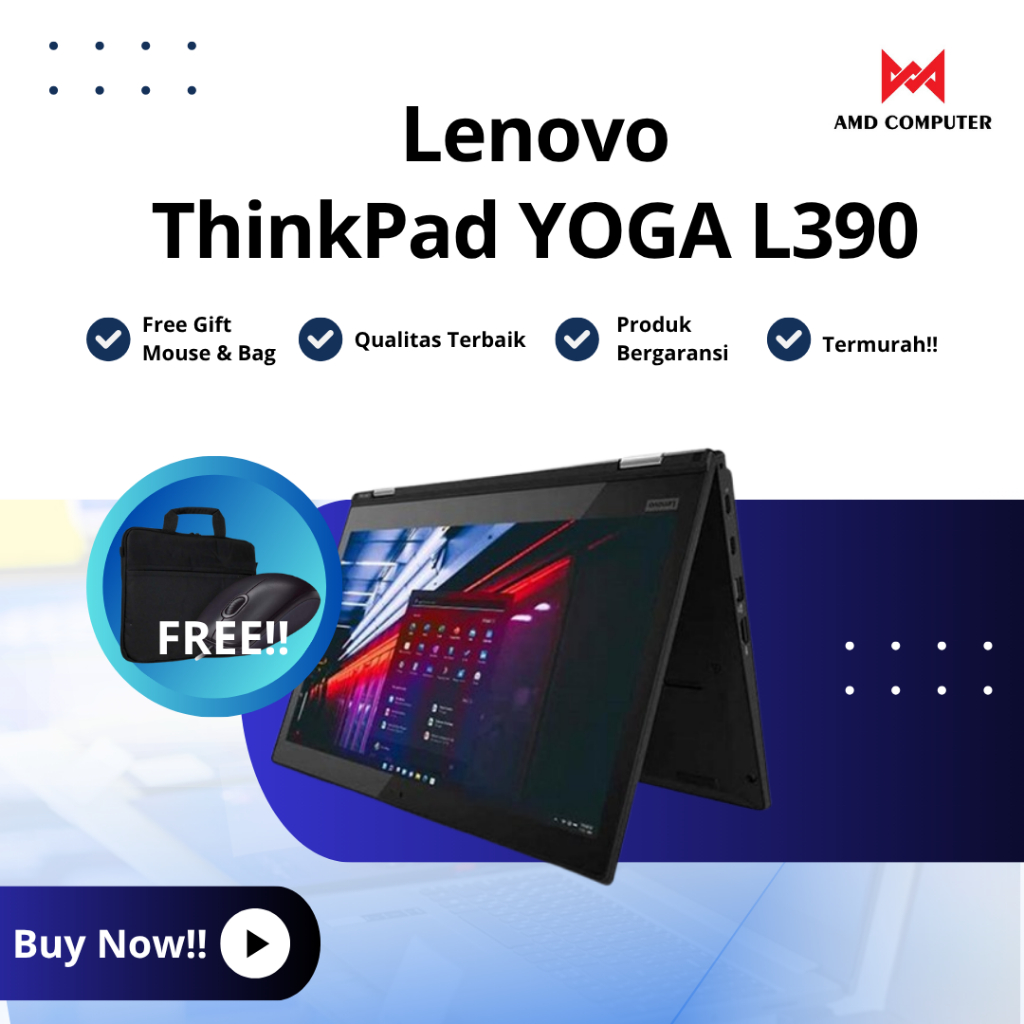 SALE Lenovo yoga L390 i7 gen8 ram 16gb ssd 256gb super murah MULUS - BERGARANSI - BERKUALITAS