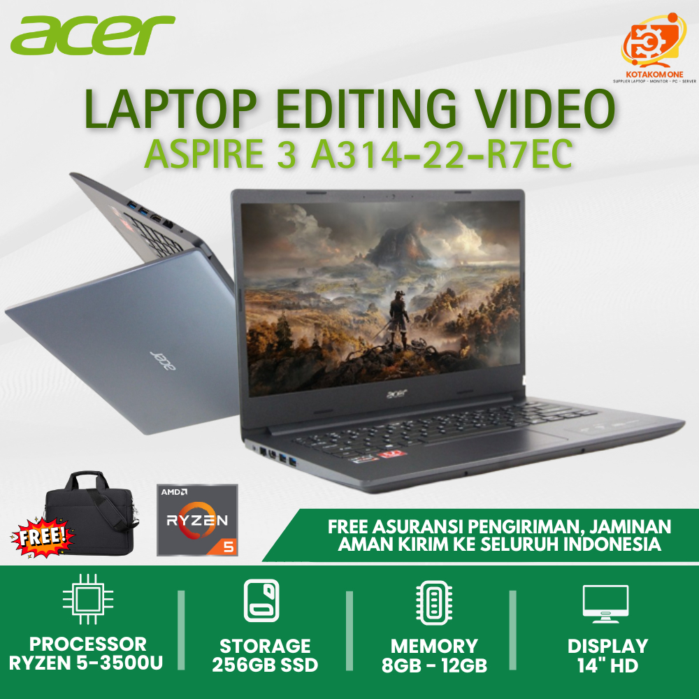 Laptop Acer Aspire 3 A314 - R7EC Ryzen 5 - 3500U Ram 8GB SSD 256GB 14" - Laptop Ryzen 5