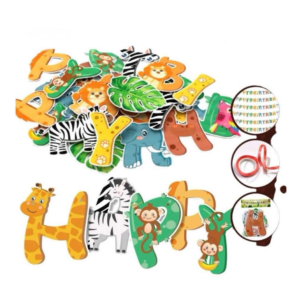BANNER HAPPY BIRTHDAY NEW ANIMAL JUNGLE