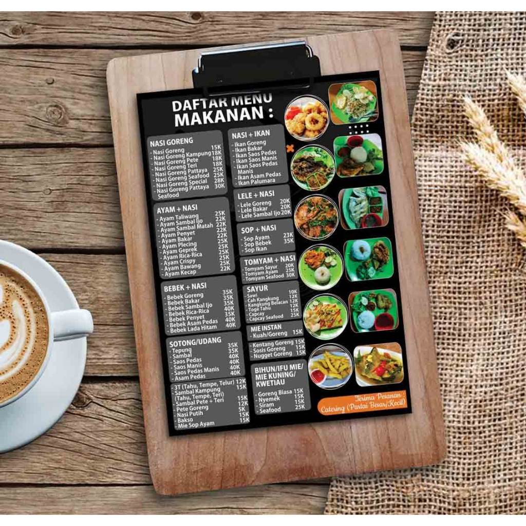 Cetak Menu Makanan Free Laminating Berkualitas / Cetak Menu Jualan