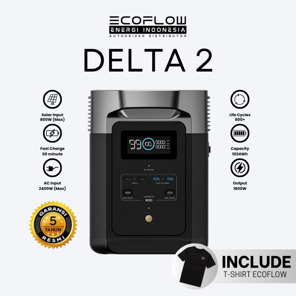ECOFLOW DELTA 2 Portable Power Station Genset Generator Listrik Tenaga Surya