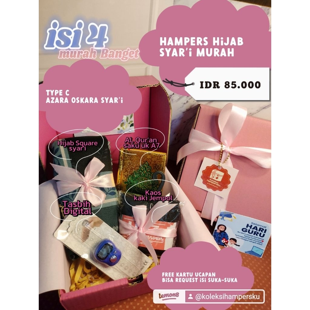 Hampers hijab syari syar'i isi 5 murah simpel & ekonomis l Hampers hijab | Hadiah wisuda paket lengk