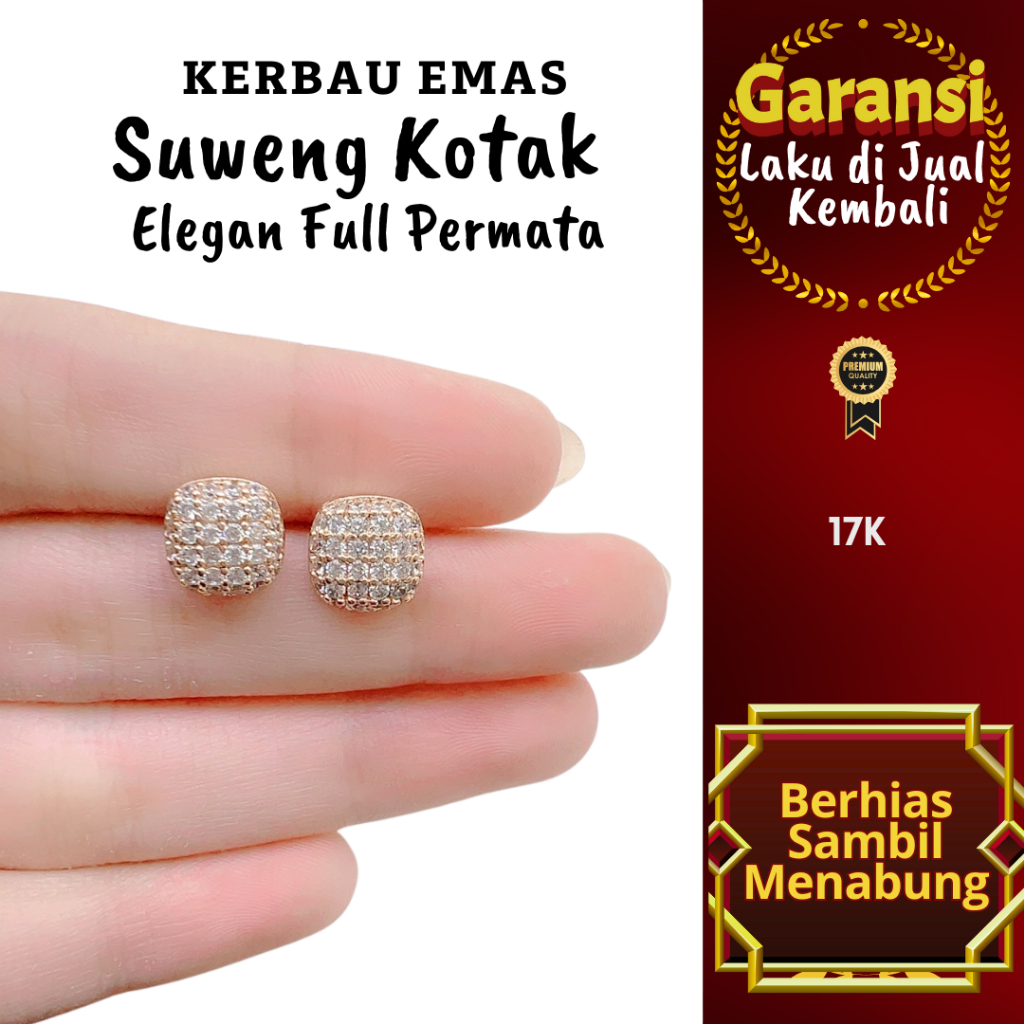S 1073 Kerbau Emas Suweng Elegan Full Permata Warna 17K