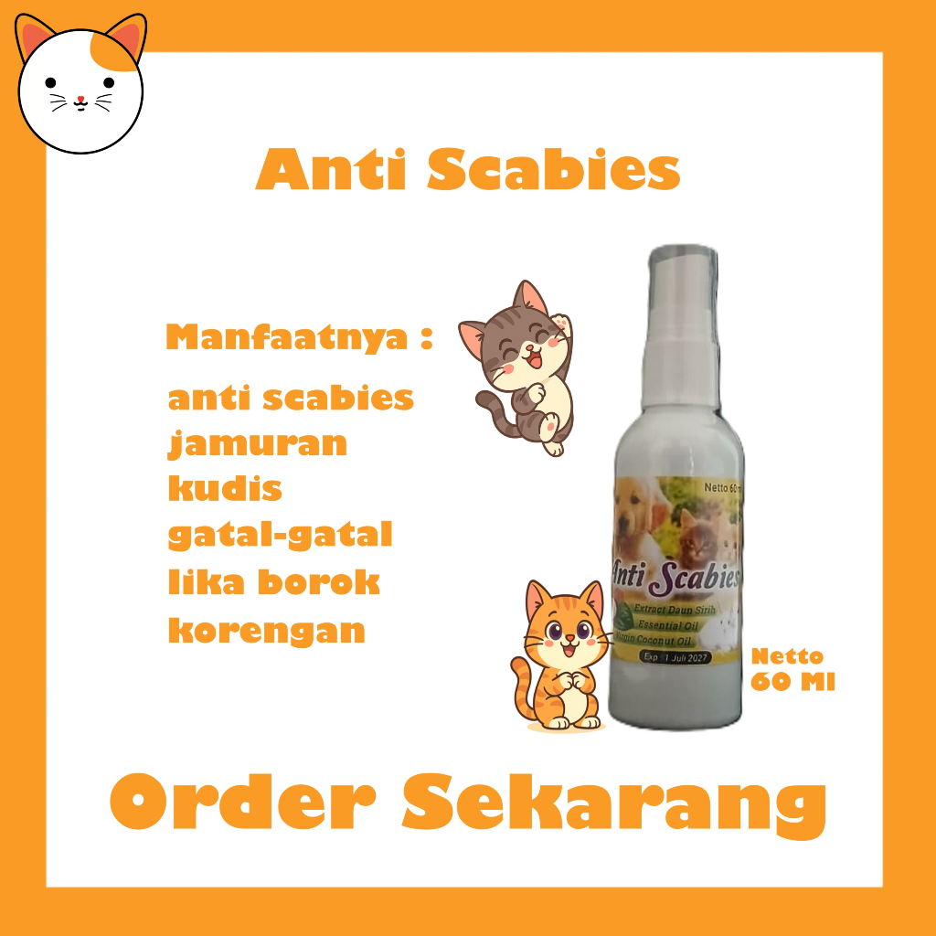 Obat Jamur Spray anti scabies Kucing, Kelinci dan Anjing Obat Scabies, Jamur, Gatal gatal dan Luka