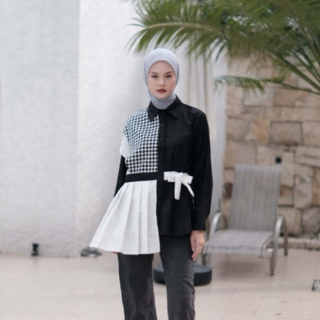 Dya id - LITA MONO STRIPE TOP Pakaian kemeja wanita