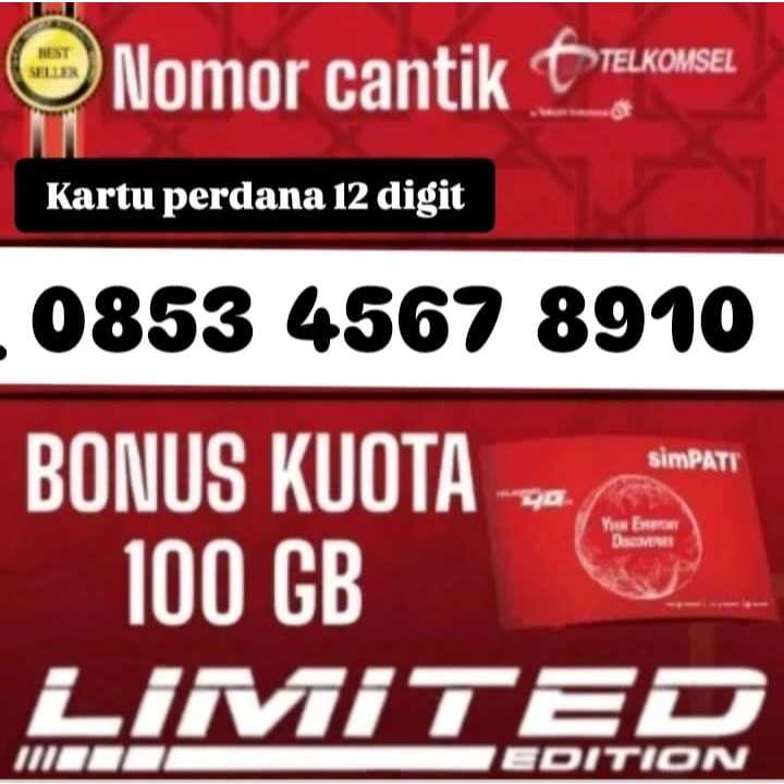 PERDANA NOMOR CANTIK TELKOMSEL 12 DIGIT FREE KUOTA 100GB